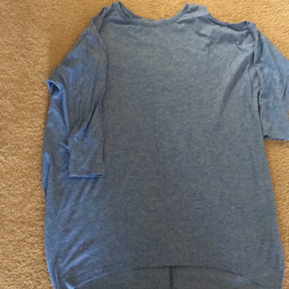 Peek a boo shoulder light blue loose top